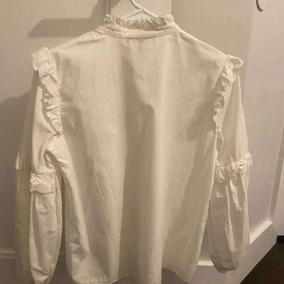 Maje Cream Ruffled Button-Up Blouse - Picture 7 of 9